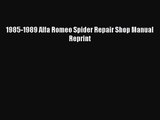 PDF Download 1985-1989 Alfa Romeo Spider Repair Shop Manual Reprint Read Online