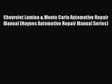 PDF Download Chevrolet Lumina & Monte Carlo Automotive Repair Manual (Haynes Automotive Repair