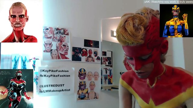 Body painting de Captain marvel - Time lapse impressionnant