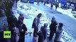 Snow falls off mosque roof severely injuring people in Turkey