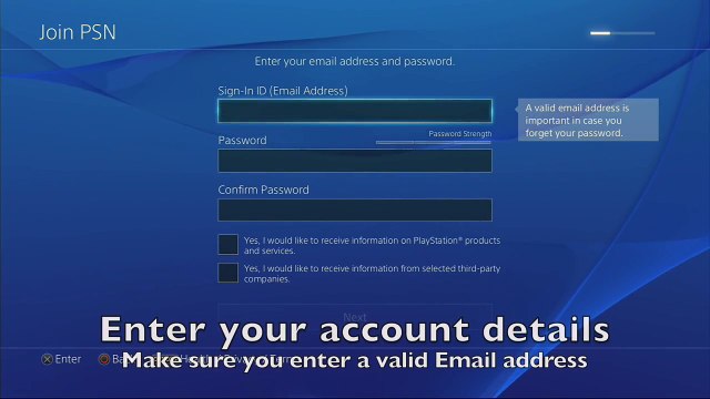 Creating a New PlayStation Network PSN SEN Account on the PS4