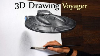 Star Trek NCC Atlas Voyager 3D Drawing/ Optical Illusion