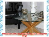 Round Glass Coffee Table With Solid Oak Legs - Contemporary Design