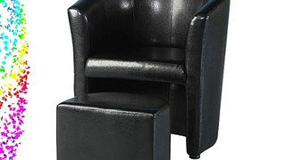 Seconique Tempo Black Faux Leather Tub Chair With Footstool