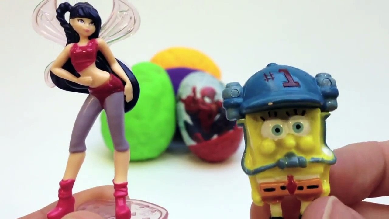 Play-Doh Eggs Spiderman Surprise Eggs Playdough Spider-Man Eggs Winx Club SpongeBob