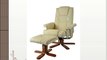 PU Leather Reclining Office Desk Computer Chair with Foot Stool Beige