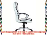 Luxury Computer Office Desk Chair Pu Leather Swivel Adjustable Chair K8363 - White with Black