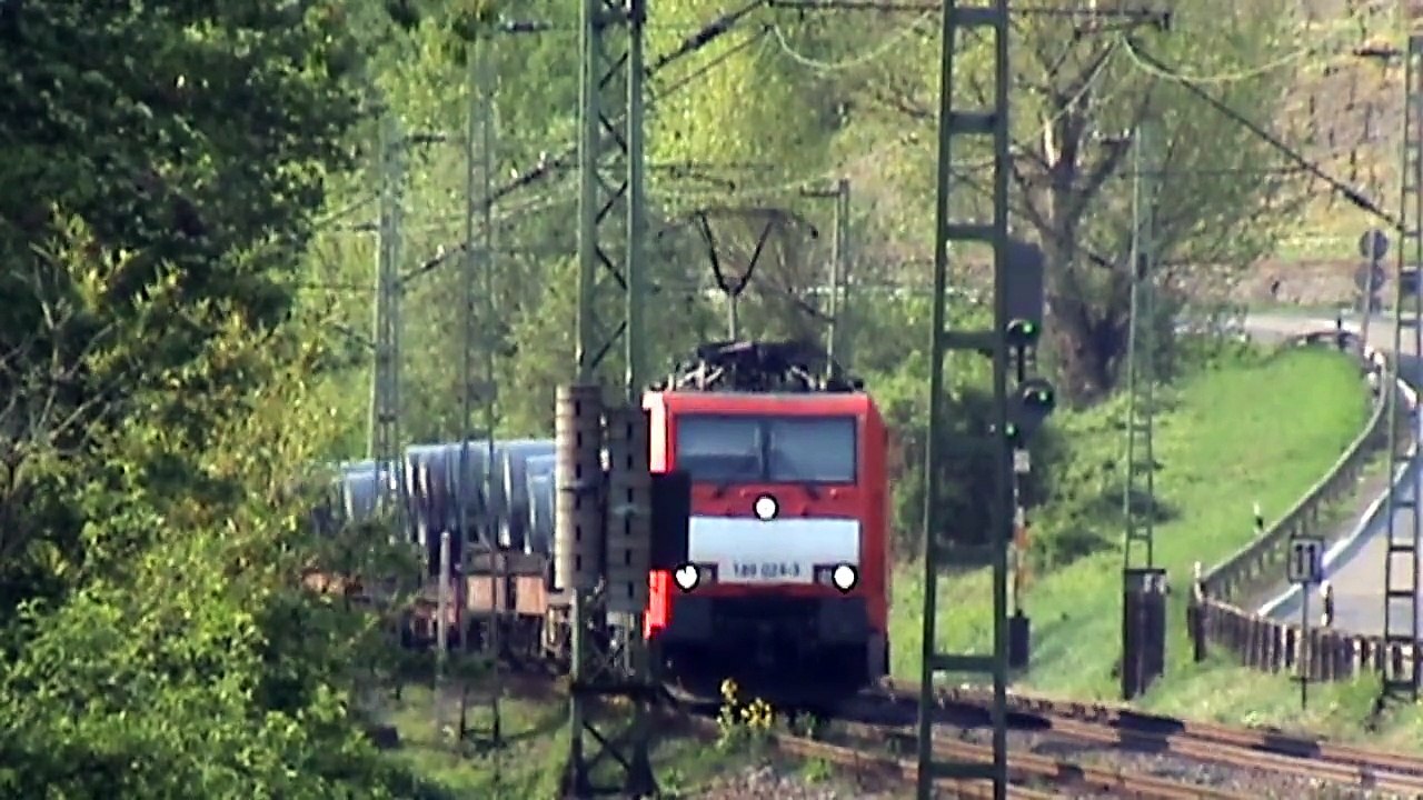 Züge zwischen Hammerstein und Leutesdorf, ÖBB 182, ERS 189, Dispolok 189,DB189,2x152,185,143,2x425