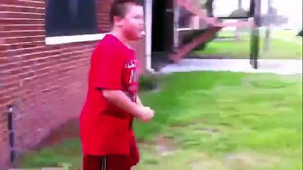 Bully gets a hit of his victim and immediately starts crying