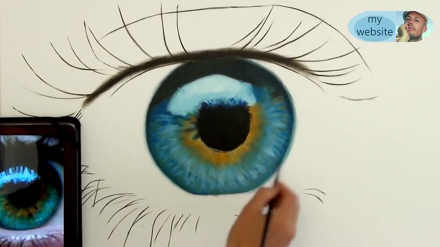 How To Draw a realistic Eye painting in dry brush (Speed Drawing) malen