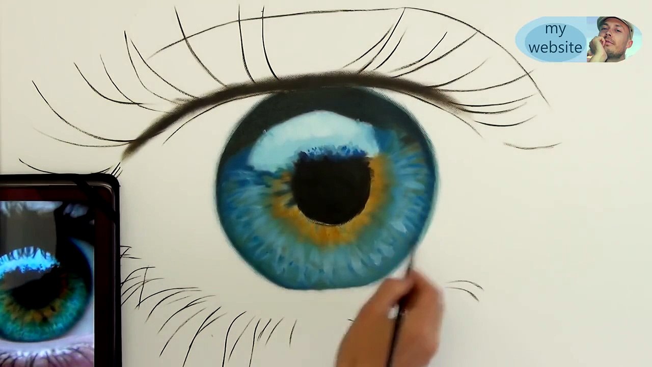How To Draw a realistic Eye painting in dry brush (Speed Drawing) malen