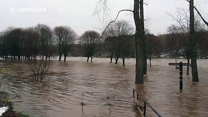 Major river flooding in Aberdeen, Scotland