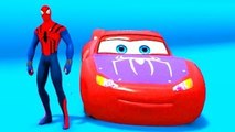 SPIDERMAN WaterSlide at Pool w/ Custom Spider man Lightning McQueen Cars (Nursery Rhymes)