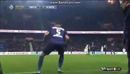 Zlatan Ibrahimovic Big  Assist For Thiago Motta PSG 2-0 BASTIA 08-01-2016