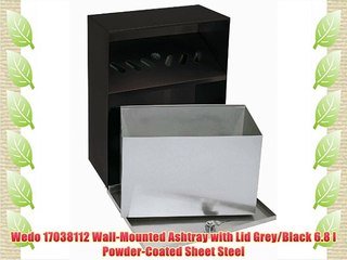 Wedo 17038112 Wall-Mounted Ashtray with Lid Grey/Black 6.8 l Powder-Coated Sheet Steel