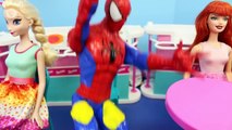 SPIDERMAN SHOWS HIS FACE!!! Disney Frozen & Barbie Dolls Parody by DisneyCarToys