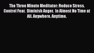 PDF Download The Three Minute Meditator: Reduce Stress.  Control Fear.  Diminish Anger.  In