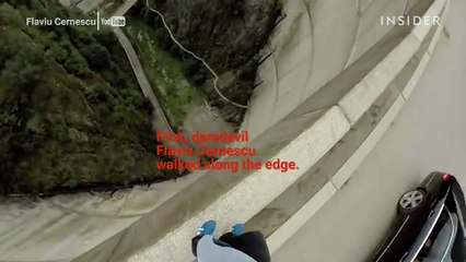 This guy unicycled along the edge of a giant dam