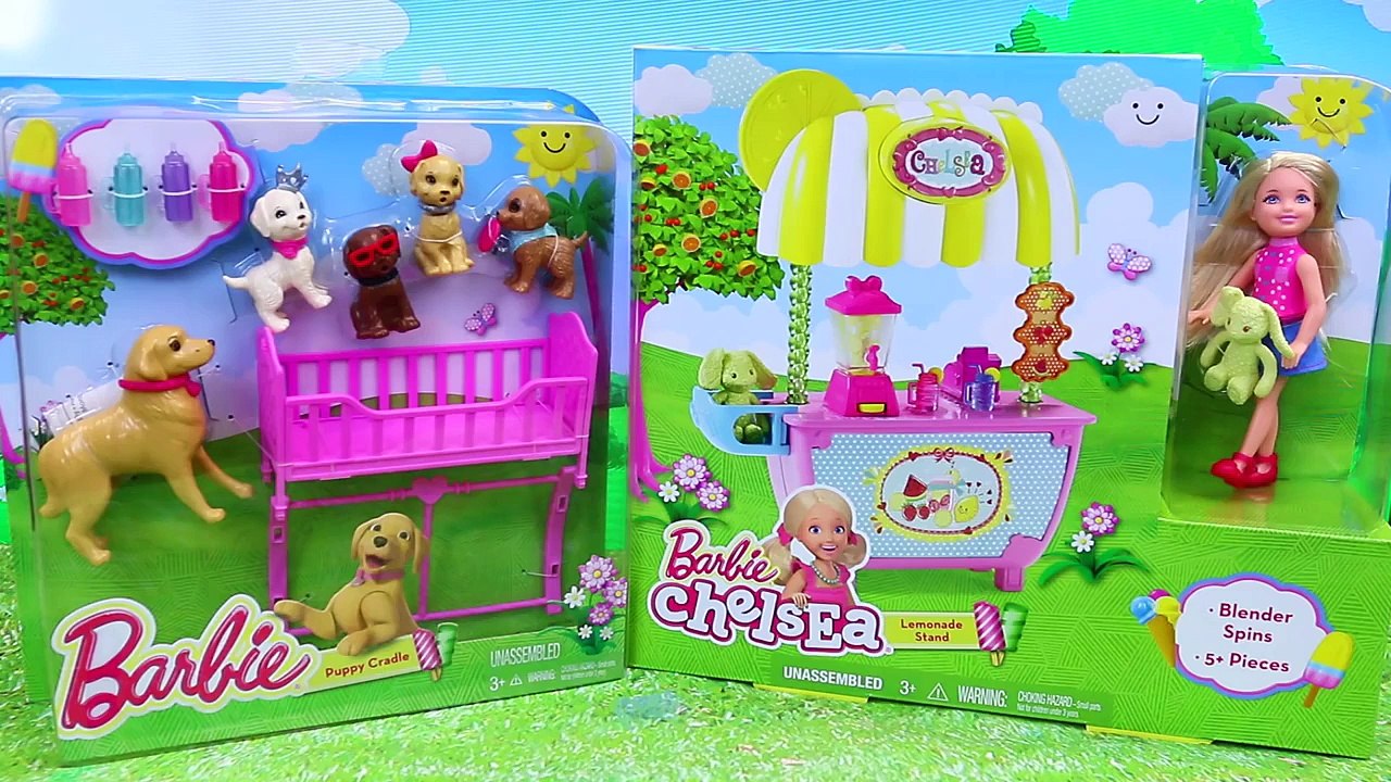 Barbie Puppy Cradle & New 2015 Chelsea Lemonade Stand with Frozen Kids & Elsa DisneyCarToy