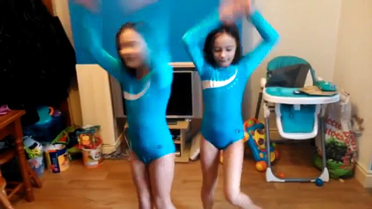 Twin gymnastics tricks