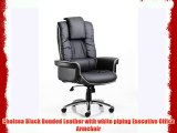 Chelsea Black Bonded Leather with white piping Executive Office Armchair