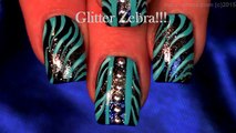 Glitter Zebra Nails Art Design Tutorial