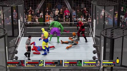 WWE 2K16 Superman VS Hulk VS Spiderman VS Deadpool VS Deathstroke VS Wolverine