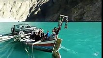 Flying over the AttaAbad Lake Hunza Gilgit Baltistan