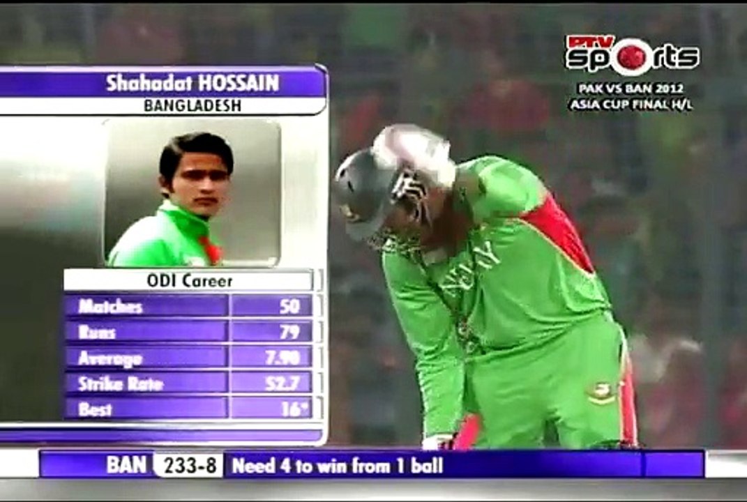 Asia Cup Final 2012 Great Aizaz Cheema Last Over  ll must watch