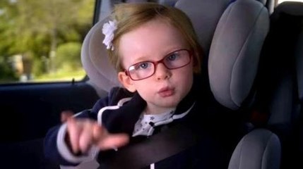 Cute little girl drives a huge truck alone!