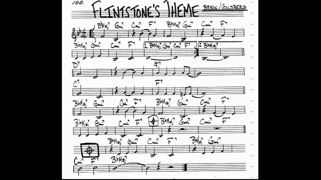 Flintstones theme Play along - Backing track (C key score guitar/piano/flute)
