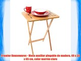 Premier Housewares - Mesa auxiliar plegable de madera 49 x 39 x 65 cm color marrón claro