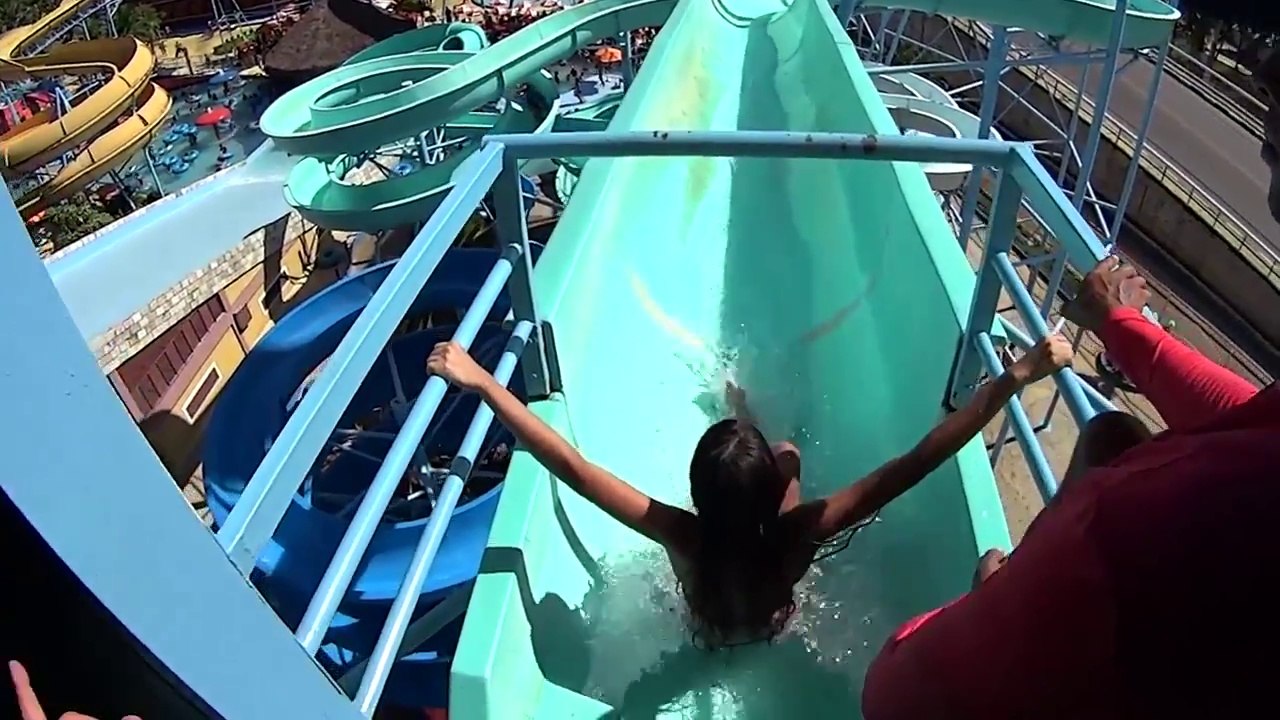 Blue Azul Water Slide at Veneza Water Park and Green Verde Water Slide at Veneza Water Park