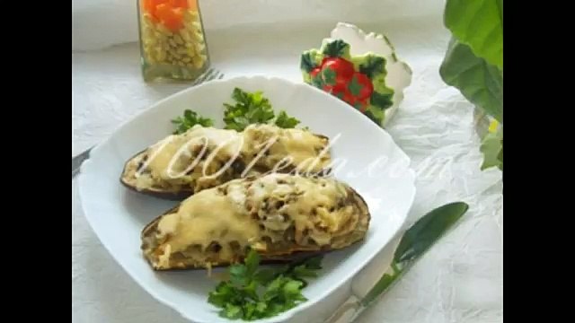 Баклажаны, фаршированные грибами и курицей