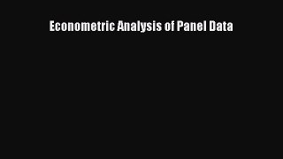 Download Econometric Analysis of Panel Data Ebook Online