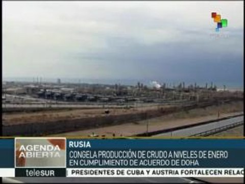 Rusia congela producción de crudo en 10.88 millones de barriles