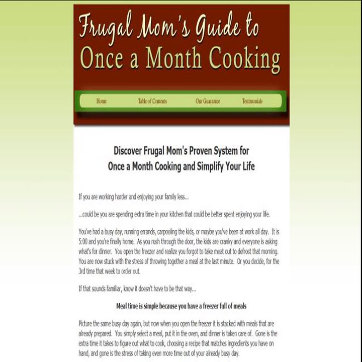 Frugal Mom's Guide to Once a Month Cooking Review + Bonus