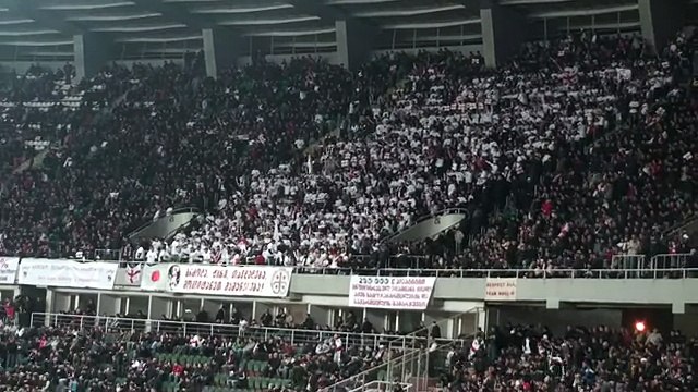 26.03.2011.GEORGIA-CROATIA. Fans of the Georgian national team reading the player names out