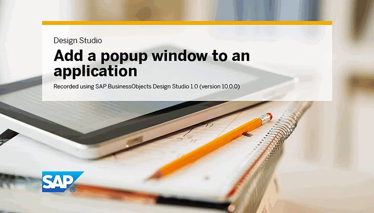Add a popup window to an application SAP BusinessObjects Design Studio 1.0