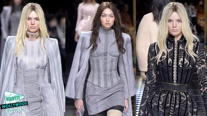 Kendall Jenner & Gigi Hadid Walk In The Balmain Show During Paris Fashion Week