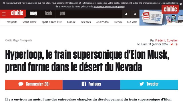 Hyperloop - Le projet de Elon Musk prend forme