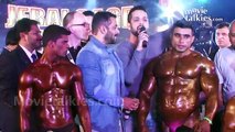 Salman Khan At Gym With Handicapped Body Builders As Judge At Competition