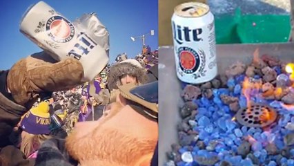 Minnesota Vikings Fan Chugs Frozen Beer, Warms Beer Up To Keep From Freezing