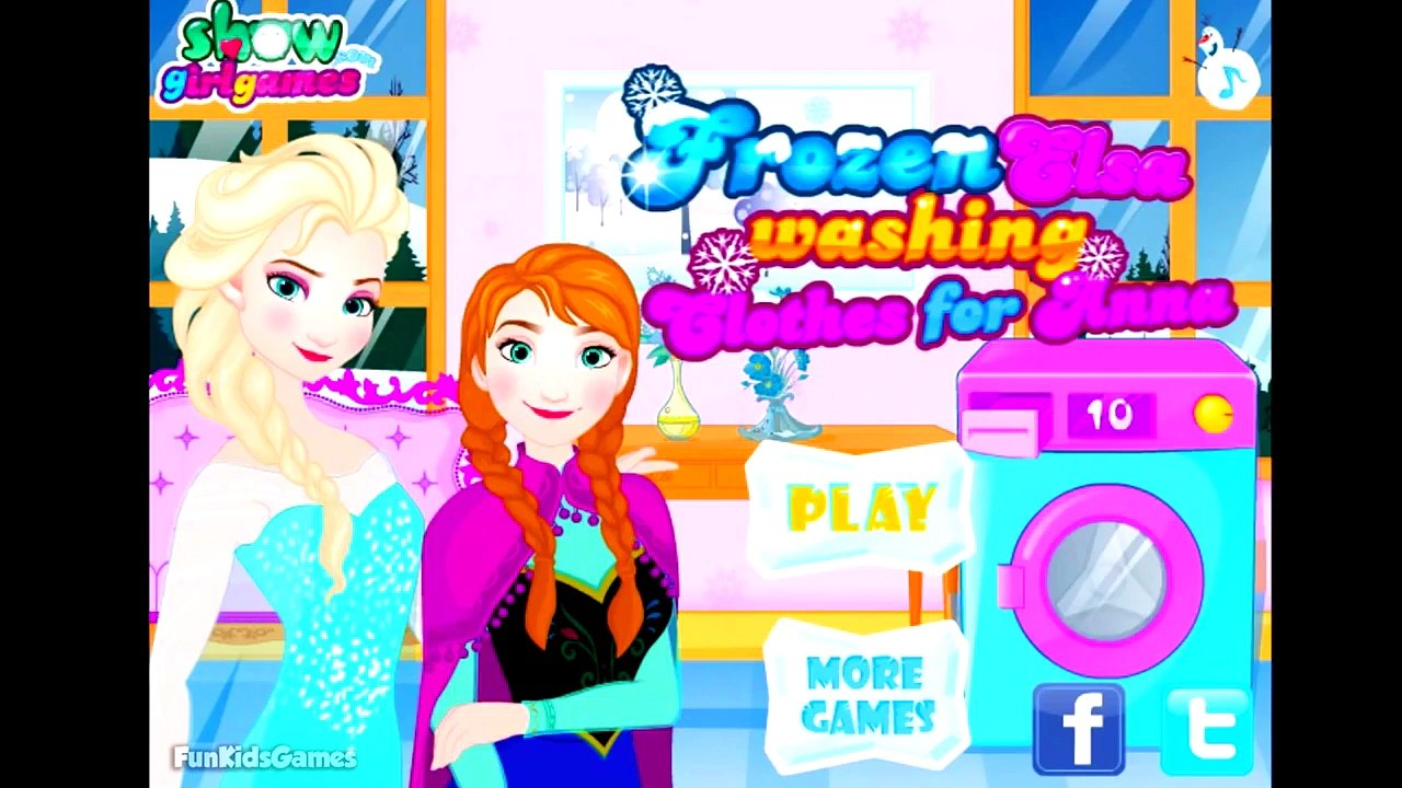 Frozen Princess Elsa Washing Clothes for Princess Anna - Disney Frozen Movie Car