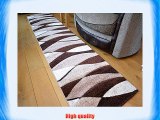 Tempo Brown Beige Wave Thick Quality Modern Carved Rugs. Available in 7 Sizes (67cm x 300cm)