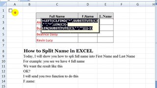 How to Split name in EXCEL