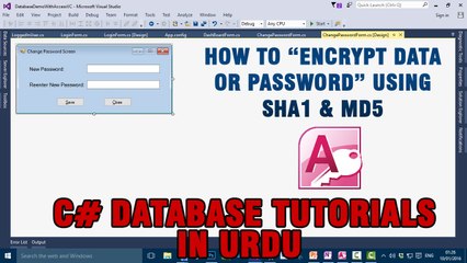 P(9) C# Access Database Tutorials In Urdu - Encrypt Data/Password using SHA1 & MD5