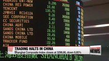 Trading halts in China after shares plunge 7％
