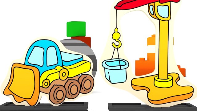 Çizgi film - Dört arba gösterisi - İş makineleri ile yapboz