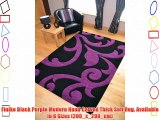 Finike Black Purple Modern Hand Carved Thick Soft Rug. Available In 6 Sizes (200_x_290_cm)